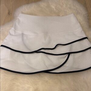Lucky in Love White/navy blue Ruffled Mini Skater Skirt.Being sold AS-IS.